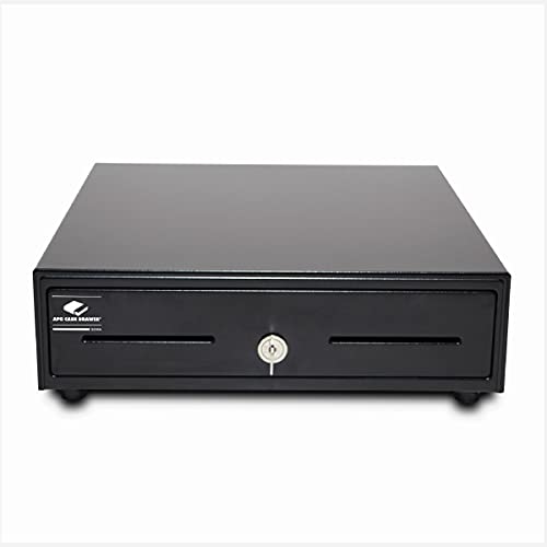 APG Entry Level- 13” Electronic Point of Sale Cash Drawer | Arlo Series EKDS320-1-B330-A10| Printer Compatible with CD-101A Cable Included | Plastic Till with 4 Bill/ 5 Coin Compartments | Black