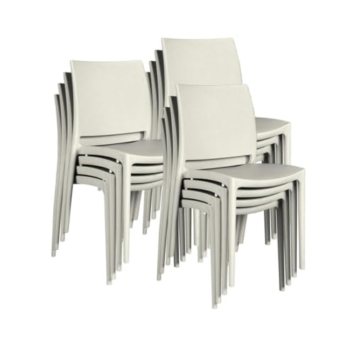 Niche Terrace Plastic Indoor/Outdoor Stacking Chair, 12 Pack - White Down