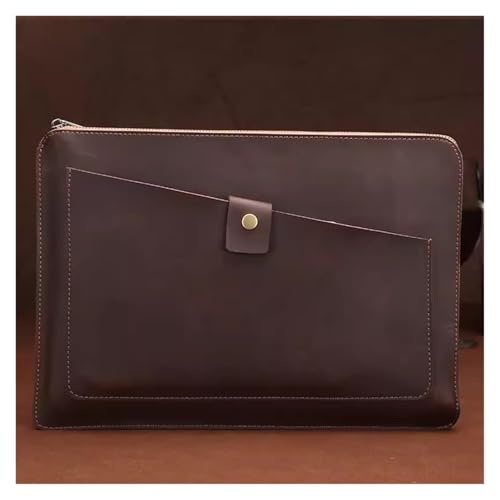 Leather Document Holder Envelope Clutch Zip File Folder Wallet Bag Multicolor 35.5x1x25cm(Green)