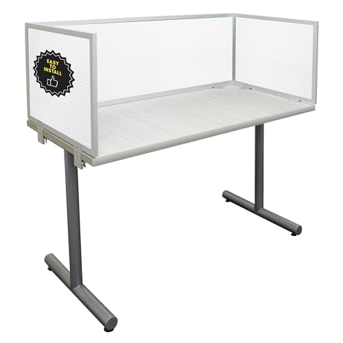 OBEX Polycarbonate Office Desk Mounted Privacy Screen Adjustable Table Top Panel Divider, Universal Aluminum Bracket-USA Made, 18" x 72", White