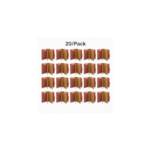 Staples Colored Pressboard Classification Folder, 2-Div, Red, 20/Pk