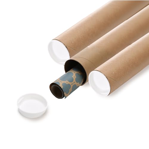 The Boxery Brown/Kraft Shipping, Storage, Posters, Arts, Crafts, Documents, Mailing Tubes 2 inch x48 inch - 50 PACK, Made in the USA, Reusable and Recyclable