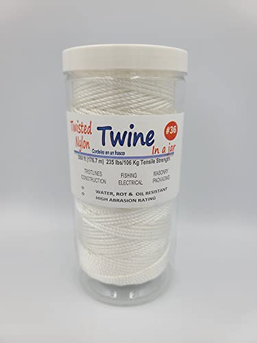 6 Pack of Professional Grade White Twisted Nylon Twine in A Jar ~ High Abrasion Rating!