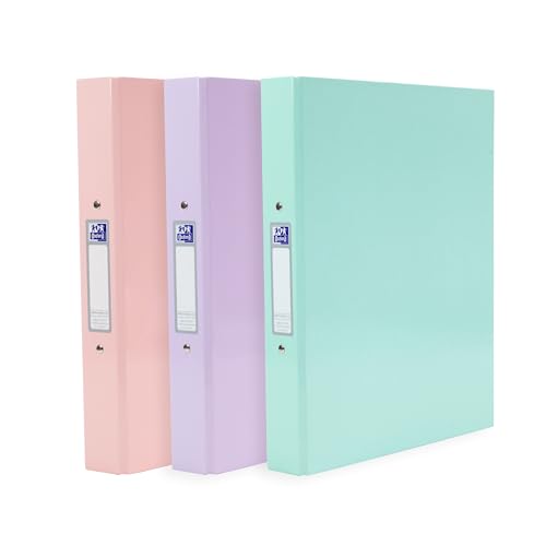Oxford A4 Ring Binders 3 Pack of Glossy Pastel Folders