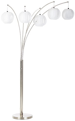 Lite Source LS-8872PS/WHT Deion 5-Lite Arch Lamp, Polished Steel with White Shade