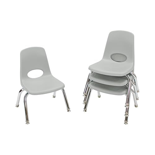 FDP 10" School Stack Chair with Swivel Glides, Light Gray, 4-Pack, 13227-LG