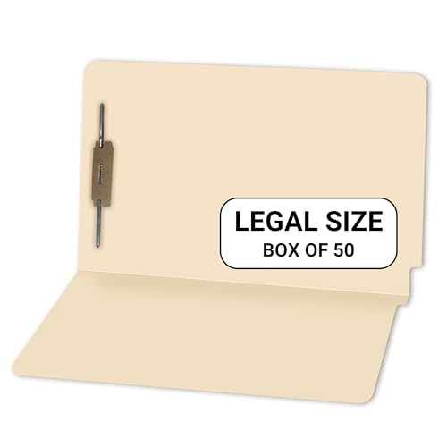 Manila File Folders, Doctor Stuff, Legal Size Reinforced End Tab Folder with 2" Bonded Fastener on Inside Back, 14 pt Manila Stock, Box of 50