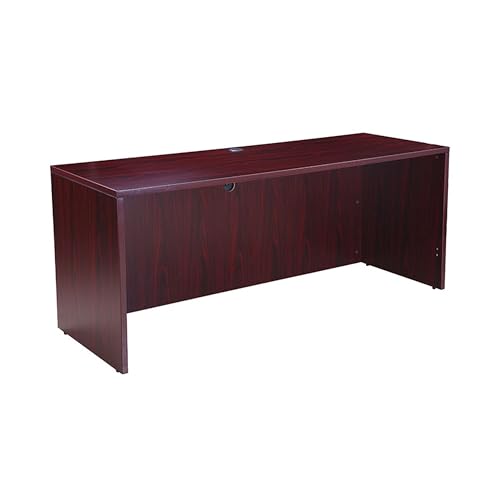 Benzara Jeny 71 Inch Office Credenza Shell with Modesty Panel, Mahogany Red