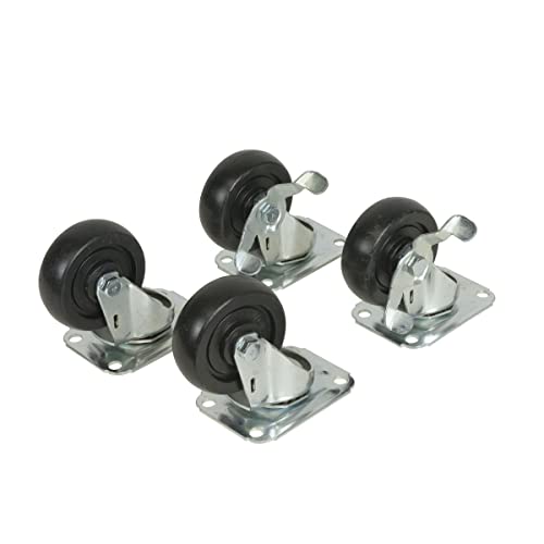Lowell LXR-C3SL Swivel Casters; All 4 Casters are Swivel Type, and 1 Pair is Locking; Size: 3 Inches; for Use with LXR or LVR Series Slim Frame Racks; Load Rating: 500 Lbs