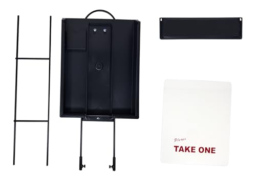 Outdoor Real Estate Brochure Box with Portable Two-Piece Metal Yard Stand Holds 250 Flyers, 60 Business Cards Easy-Install Marketing Display (1 Pack - Black)
