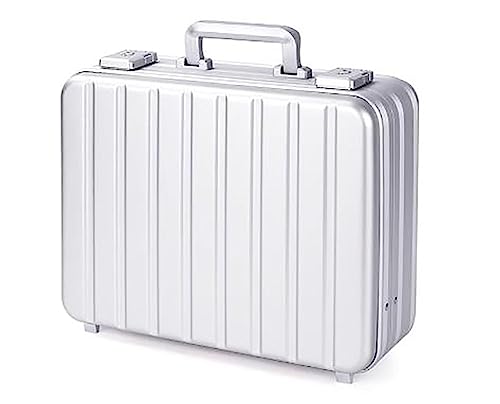 urecimy Silver Briefcase Aluminum Attache Case Padded Laptop Briefcase Combo TSA Lock Hard Sided Money Suitcase with Foam