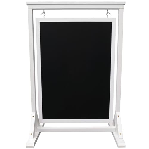 White Handcrafted Chalkboard Sign: Uniquely Designed Wooden Sidewalk Sign Message Board with Double Sided Display. Alternative to A-Frame & Sandwich Board Signs. Use Chalk or Liquid Chalk Markers.
