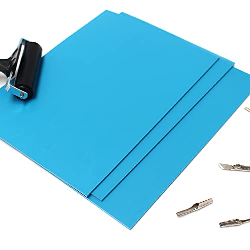 Artway Soft Cut Polymer A3 Sheets - Ideal for Printmaking/Lino Printing – Pack of 3 Sheets - Blue