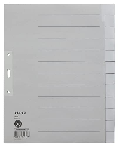 Leitz 1222-00-85 Index - Rope Paper Blank A4 Extra Width 12 Sheets Grey