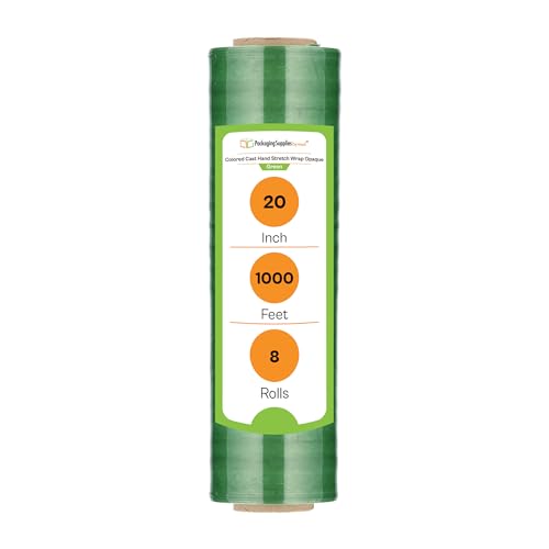 PSBM 8 Rolls Green 20 Inch x 1000 Feet Stretch Film/Wrap, 70 Gauge Heavy Duty Industrial Strength Shrink/Plastic Wrap for Moving, Packing, Shipping, Pallet Wrapping & Storage