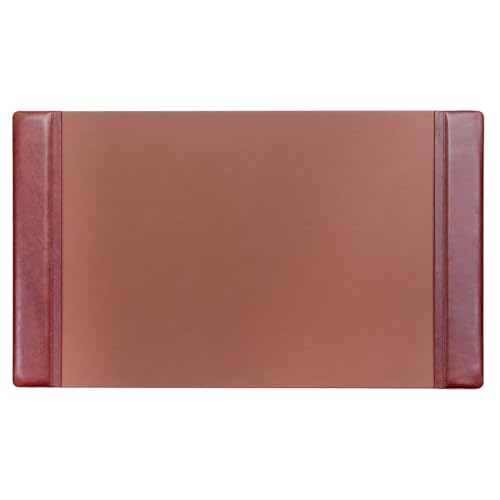Dacasso 34" x 20" Mocha Leather Desk Pad with Side Rails - Executive Desk Surface Protector - Luxury Leather Blotter for Writing