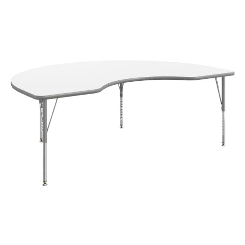 Flash Furniture 72" x 48" Kidney Activity Table, White, Short Legs