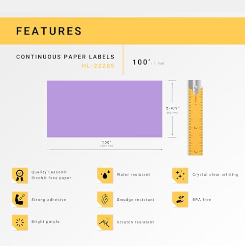 HouseLabels Compatible with Brother DK-2205, Lavender, 2-4/9" x 100'
