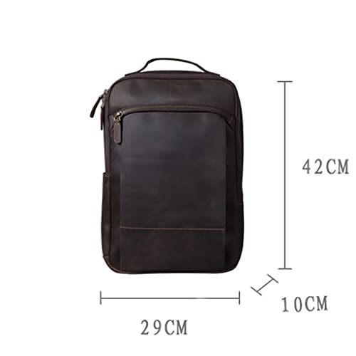 AODFDSJH Vintage Genuine Leather Backpack Men Laptop Daily Bagpack Male Rucksack Trave Hiking Knapsack