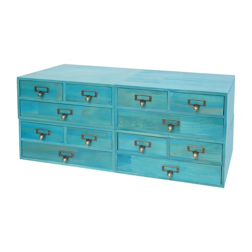 Namiose Apothecary Cabinet, 4 Pack Wooden Desktop Drawer Organizer (Blue)