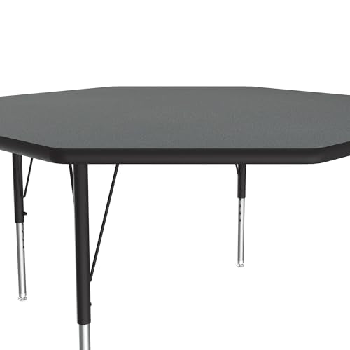 Correll 48" Octagonal HPL Classroom Activity Table, Montana Granite/Black