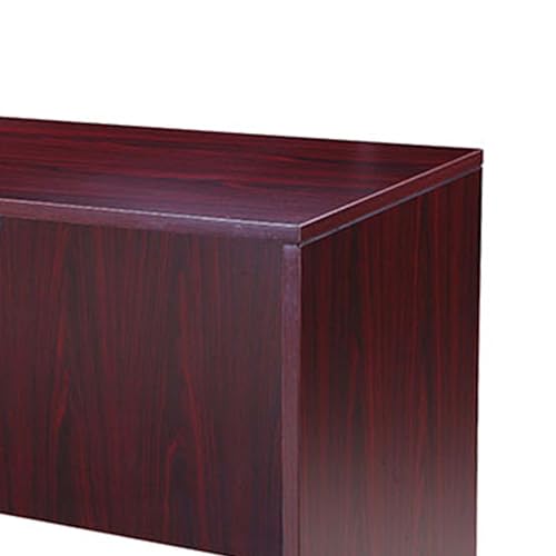 Benzara Jeny 71 Inch Office Credenza Shell with Modesty Panel, Mahogany Red