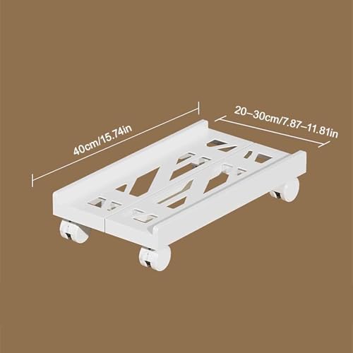 JHDDIA Extendable Computer Tower Stand Home Use Office Movable Pc Cart with Wheels Lockable Desktop Pc Stand for Students(White-A)