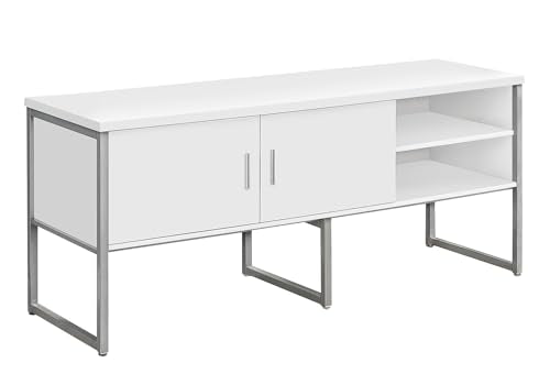 Monarch Specialties 7727, Home, Work, Storage Doors, White Office Credenza 72" L Silver Commercial Grade, 70.75" L x 23.5" W x 30" H
