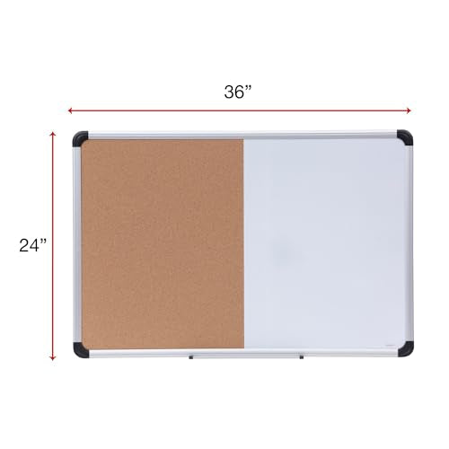 Universal Cork/Dry Erase Board, Melamine, 36" x 24, Black/Gray, Aluminum/Plastic Frame (43743)