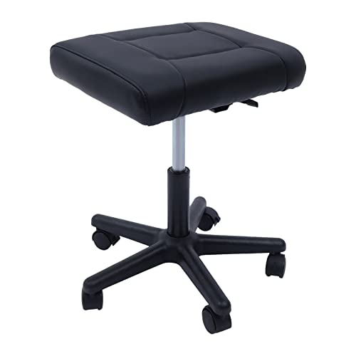 onsjkabv Office Footrest Height Adjustable Footstool Foot Stool with Wheels Black
