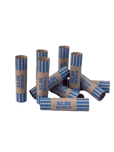 ATLAS Preformed Coin Wrappers - 1008 Count Nickel Coin Roll Wrappers - Precrimped for Easy Coin Handling. Sort Your Loose Change by Hand or use Any Brand of Automatic Coin sorters (ACW-1008N)