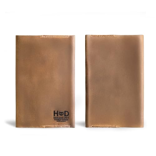 Hide & Drink, Pocket-Sized Memo Books Cover Compatible with Field Notes (3.5 x 5.5 in.) Journal Case with Card Slot, Refillable Travelers Notebook, Full Grain Leather, Handmade, Single Malt Mahogany