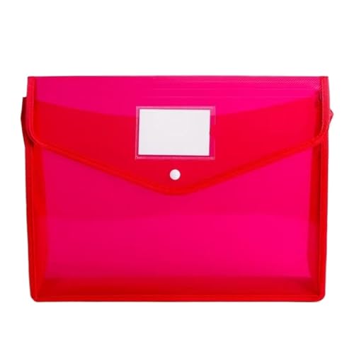 5Pcs A5 Expanding File Folder Plastic Envelope Wallet Organizer with Snap Closure & Label Pocket(Red)
