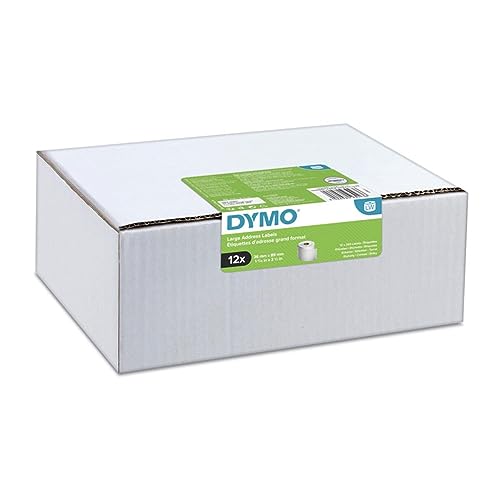 DYMO Authentic LW Large Address Labels, 36 mm x 89 mm, 12 Rolls of 260 Easy-Peel Labels (3,120 Count), Self-Adhesive, for LabelWriter Label Makers