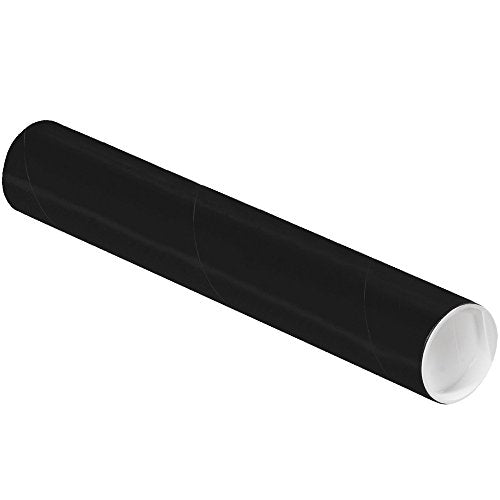 Top Pack Supply Mailing Tubes with Caps, 2" x 12", Black (Pack of 50)