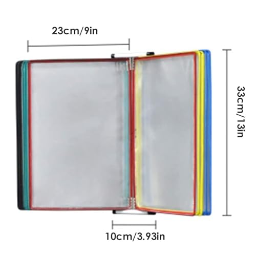 GUODDM Wall Mount Reference Organizer - Desktop Flip Display Folder, 10 Pockets, Metal and PVC Catalog Display Rack, Desktop Reference System, Office Restauran