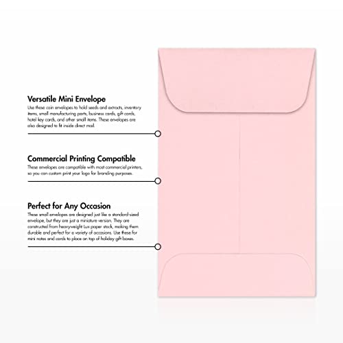 LUXPaper #1 Coin Envelopes | 2 1/4" x 3 1/2" | Candy Pink | 80lb. Text | 250 Qty