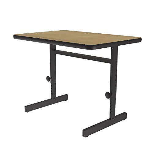 Correll 24"x48" Computer Desk, Height Adjustable (21"-29") Fusion Maple High Pressure Laminate Top, Classroom Workstation, Steel Frame, Tamper Resistant, Made in The USA