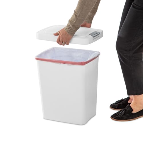 Sterilite TouchTop Plastic Wastebasket, 7.5 Gallon, White, 8-Pack