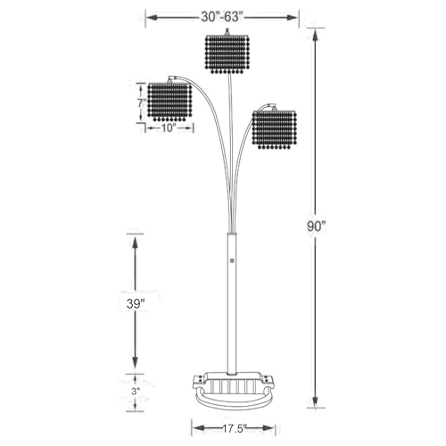 Coaster Home Furnishings - Miriam - Metal Floor Lamp with 3 Lights, Arched Design and Crystal Beads - Living Room - 90-Inch - Chrome - 901484