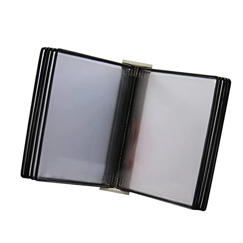 uhyOHF Wall Mount Reference Organizer - Catalog Display Rack, 10 Double-Sided Panels Wall Mounted Reference System, A4 Letter-Size Poster Flip Book Display, Desktop Menu (Black