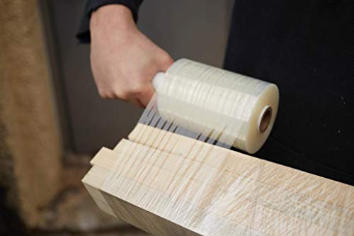 Plastic Film Pallet Wrap with Handle, 5 Inches X 1000 Feet, 80 Gauge, Clear Shrink Stretch Wrap Roll, Furniture, Boxes, Pallets, Industrial Strength, Made in USA (12-Pack)