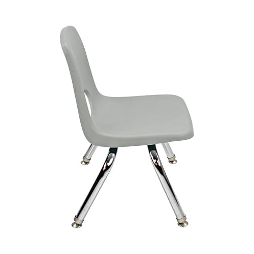 FDP 10" School Stack Chair with Swivel Glides, Light Gray, 4-Pack, 13227-LG