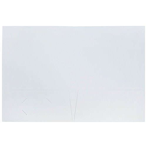 JAM PAPER Two Pocket Textured Linen Presentation Folders - Letter Size Business Folder - White - Bulk 100/Box
