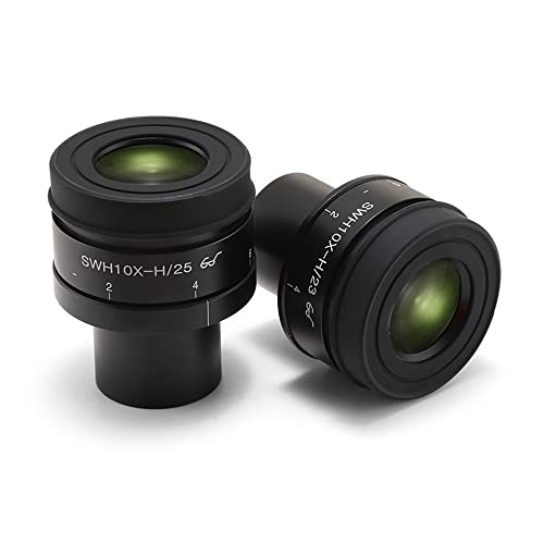 Microscope Accessories Kit 10X-H/23mm 10X/25MM Stereo Microscope Metal Eyepiece Large Field Adjustable for Tube Size 30mm Rubber Lens Hood Microscope Slides(1pc 10x 23mm)