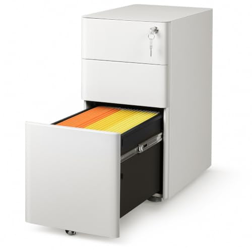 DEVAISE 3 Drawer File Cabinet on Wheels, Fully Assembled Except Casters