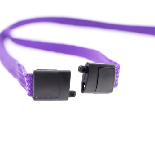 Specialist ID Bulk 100 Pack - MRI Safe ID Lanyards (No Metal) with Plastic No Twist Clip & Safety Breakaway Clasp - Badge Holder (Purple)