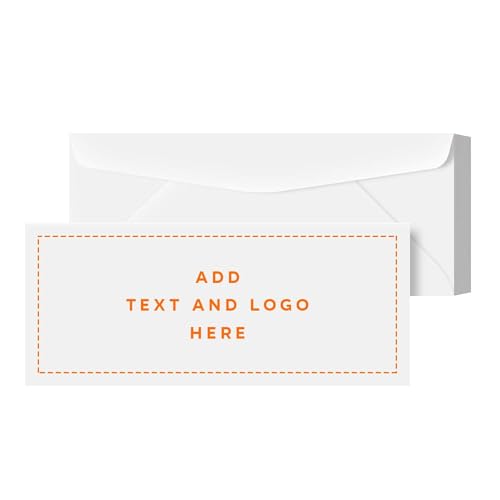 Customize Your #10 Regular Business Envelopes - Upload Your Full Color Logo and Info/Return Address - Custom Printing - We Will Professionally Print Your White Envelopes - 250 Envelopes per Pack
