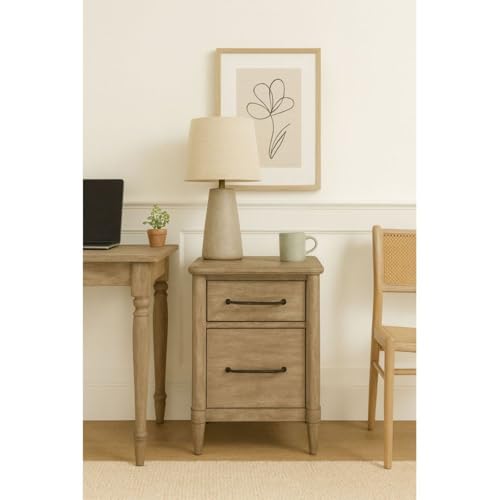 Hassyee Transitional Style 2 Drawer Filing Cabinet with Two Spacious Drawers for Letter and Legal-Size Files, Vertical Solid Wood File Cabinet with Smooth Ball-Bearing Glides