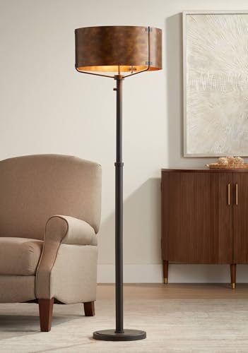 Possini Euro Julian 64" High Rustic Bronze Metal 2-Light Floor Lamp